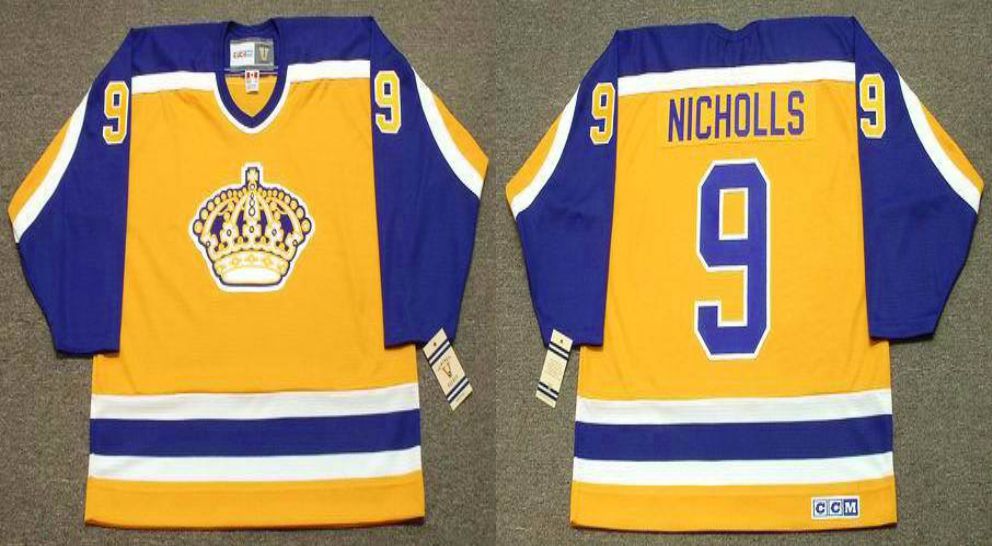 2019 Men Los Angeles Kings #9 Nicholls Yellow CCM NHL jerseys->los angeles kings->NHL Jersey
